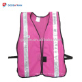 Chaleco de seguridad 100% malla de poliéster de alta visibilidad para mujeres Chaleco de trabajo reflexivo rosa con cierre de gancho y lazo